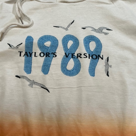Taylor Swift 1989 Taylor’s Version Dip Dye Hoodie Cream Orange Size Large - Picture 2 of 4